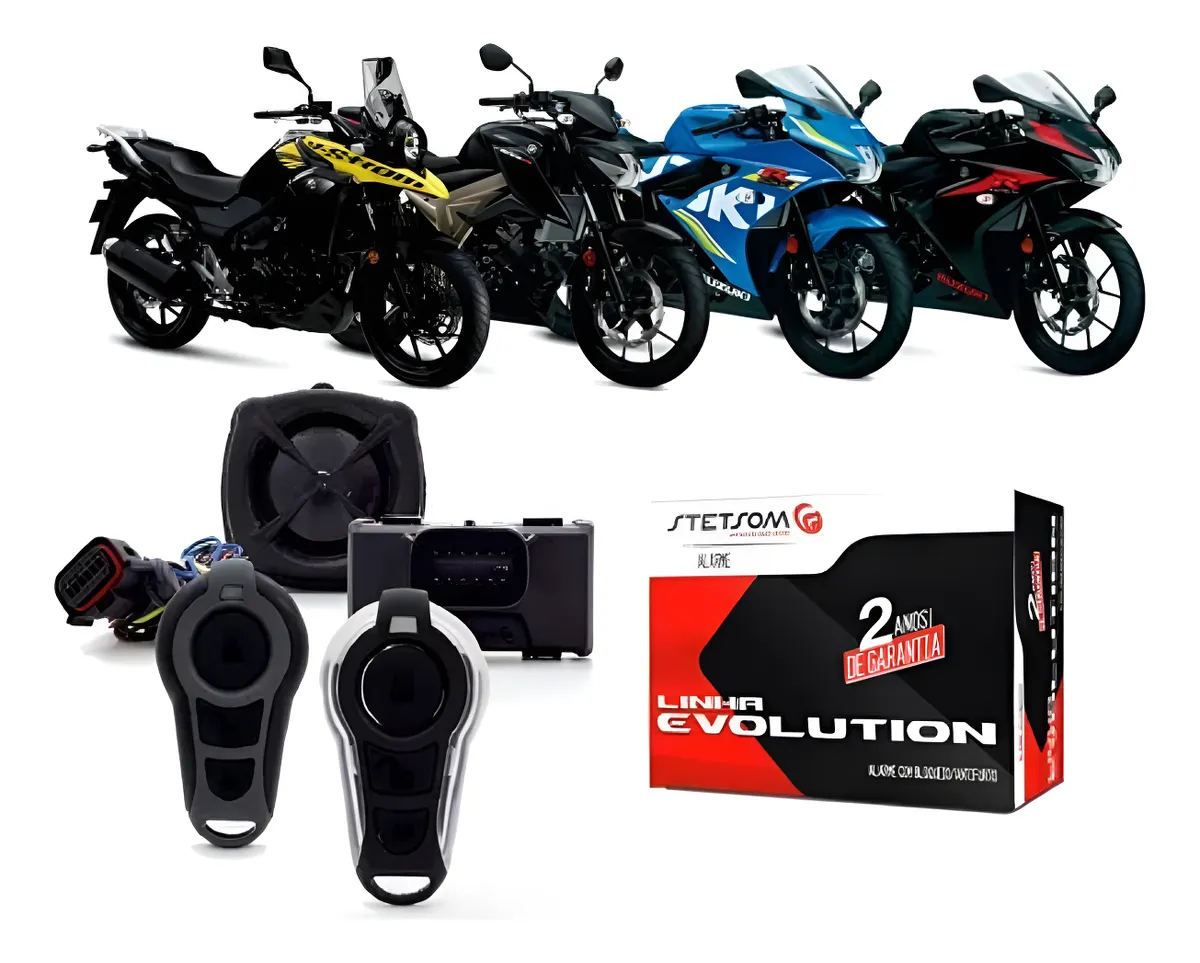 Kit completo alarme Stetsom Evolution Moto 3i Triplo I com sirene dedicada e 2 controles