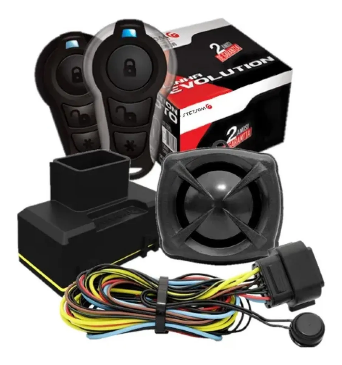 Controles do alarme Stetsom Moto 3i — convencional e de presença com anti-clonagem