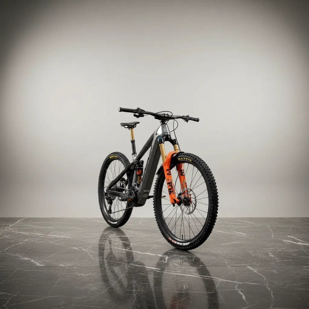 Quadro de carbono da Oggi Potenza Pro XT DI2 2025 — detalhe da bateria integrada Shimano EN806 630Wh