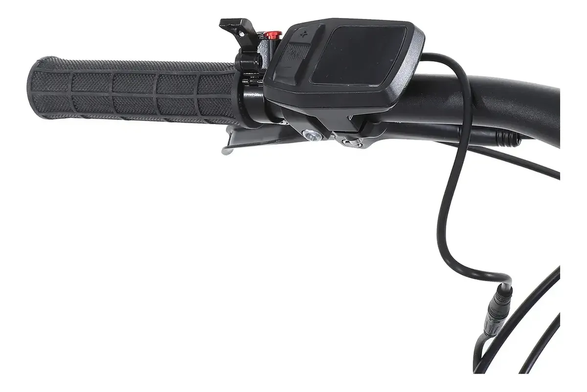 Vista traseira da Oggi Big Wheel 8.0 — quadro alumínio com cabos internos e cubo traseiro 250W