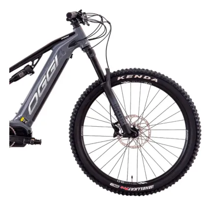Oggi Razzo Cues T-130 840Wh — vista completa bike grafite com detalhes do sistema elétrico