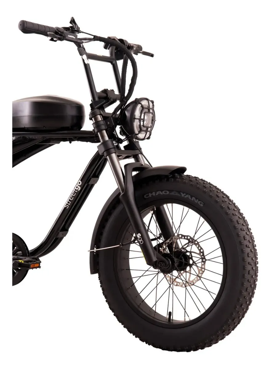 Vista lateral direita da Oggi StreetGo S17 mostrando bateria 48V removível e quadro alumínio