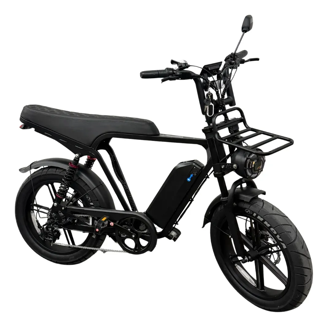 Bike V10 Max 2026 preto — bicicleta elétrica tipo scooter 1000W com alarme e freios hidráulicos