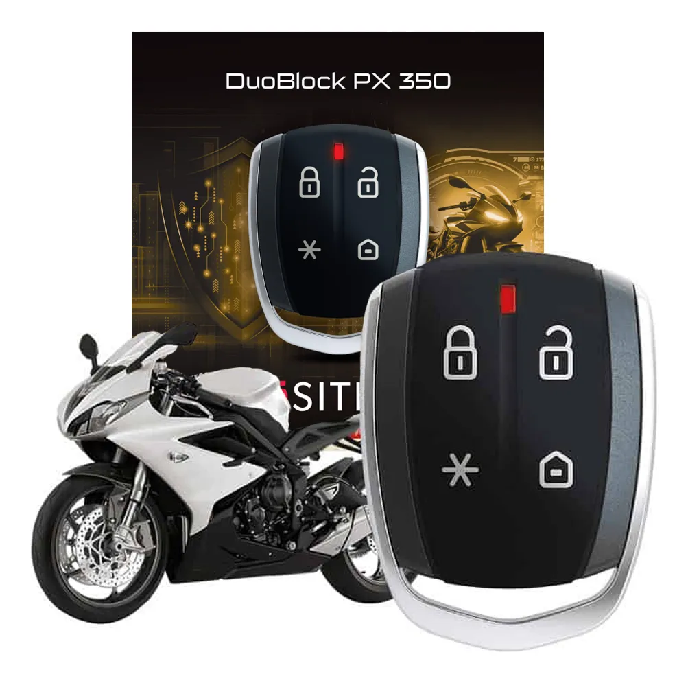 Kit completo alarme Pósitron Duoblock PX G8 350 Universal — 2 controles DPN64, módulo ASIC, sirene e chicote